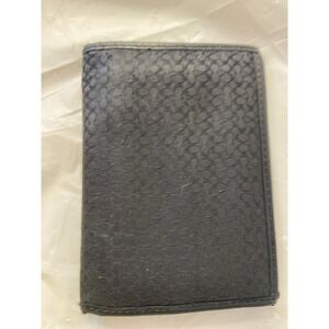 Coach Small  C Jacquard Black Credit Card & Id Holder‎ With Leather-very Clean